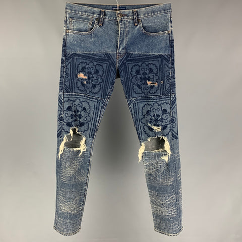 LEVI'S MADE & CRAFTED Size 32 Indigo Embroidery Cotton Jeans