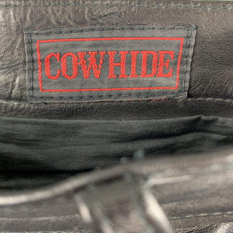 COWHIDE Size 30 Black Leather Zip Fly Casual Pants