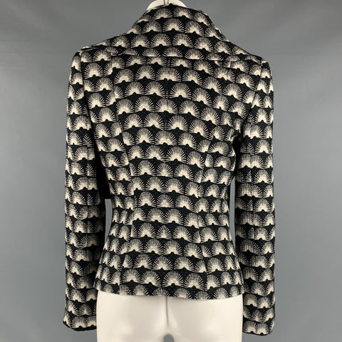 GIORGIO ARMANI Size 4 Black White Silk Wool Jacquard Jacket