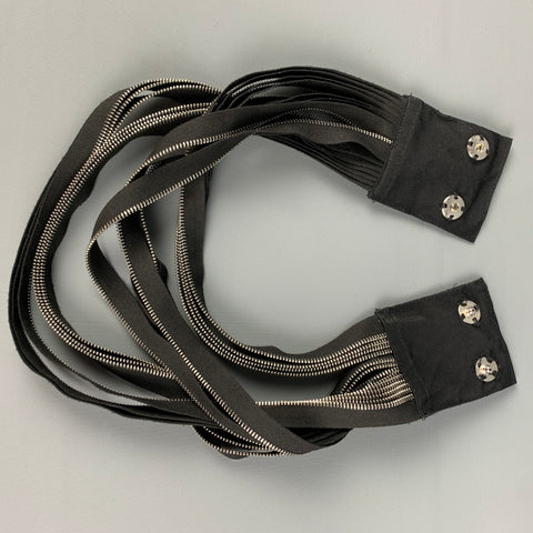PIER ANTONIO GASPARI Black Silver Canvas Layered Necklace