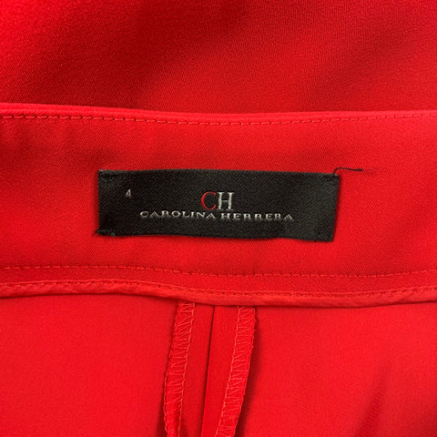 CAROLINA HERRERA Size 4 Red Polyester Wide Leg Dress Pants