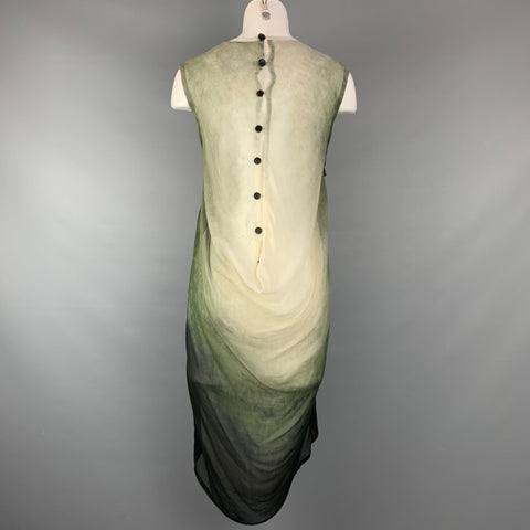 ANN DEMEULEMEESTER Size 6 Green & White Ombre Modal / Cashmere Dress