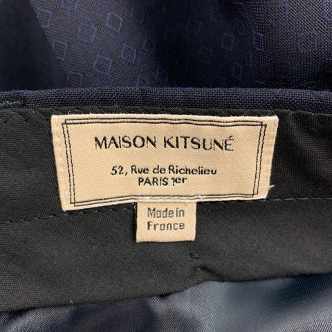 MAISON KITSUNE Size 36 Navy Rhombus Wool Mohair Double Breasted Suit