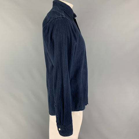 ETON Taille L Chemise à manches longues en coton indigo