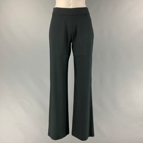 CHANEL Talla 4 Pantalón de vestir recto de seda negro