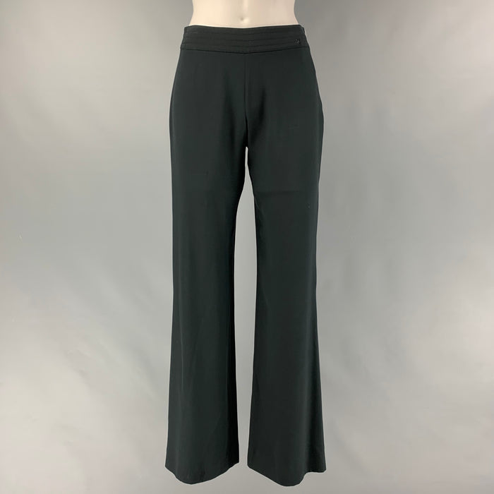 CHANEL Size 4 Black Silk Straight Dress Pants