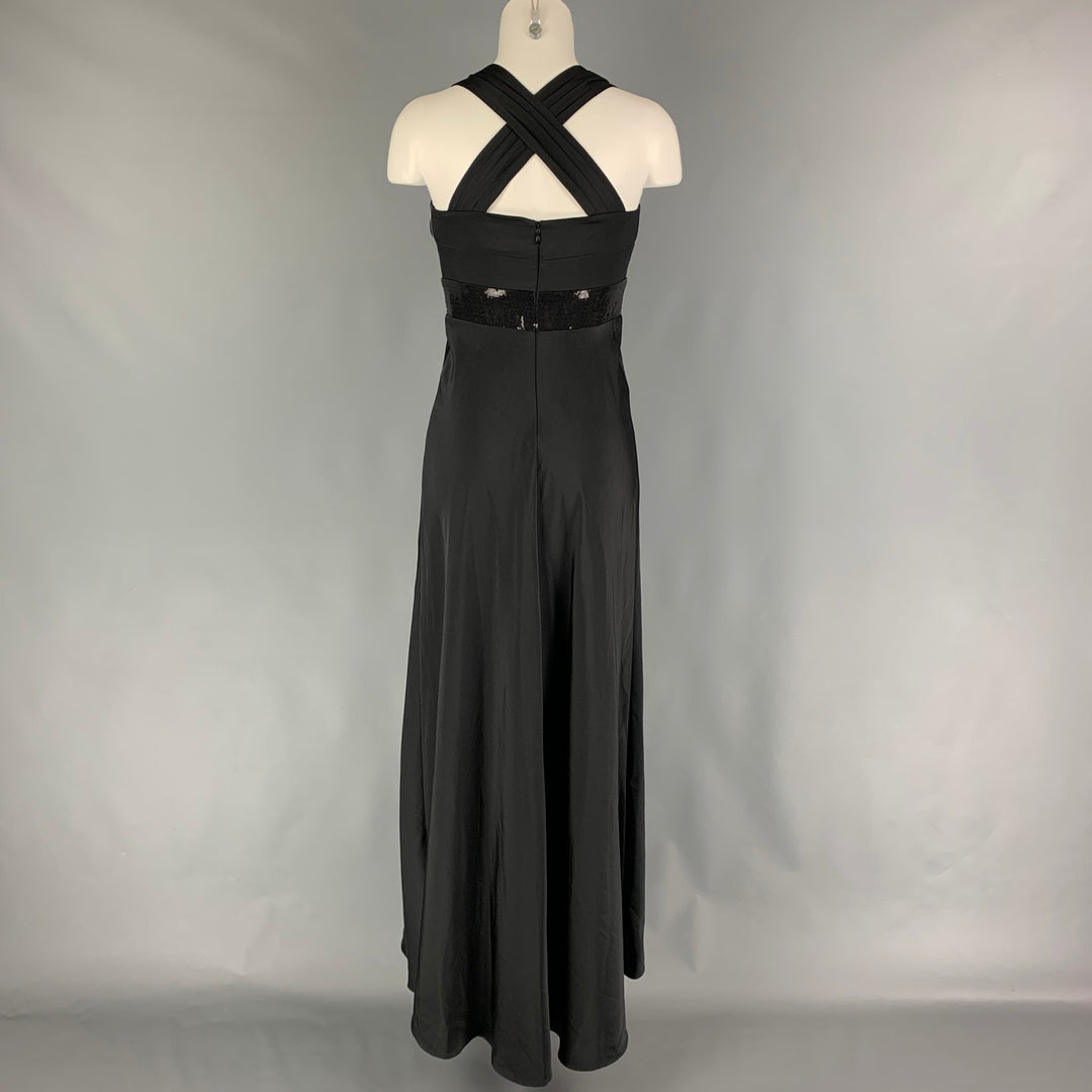 CALVIN KLEIN Size 2 Black Polyester Long Evening Gown Sui Generis Designer Consignment CALVIN KLEIN Size 2 Black Polyester Long Evening Gown Sui Generis Designer Consignment