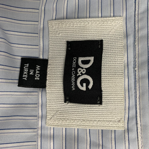 DOLCE & GABBANA Size 4 Light Blue White Cotton Stripe Drawstring Dress