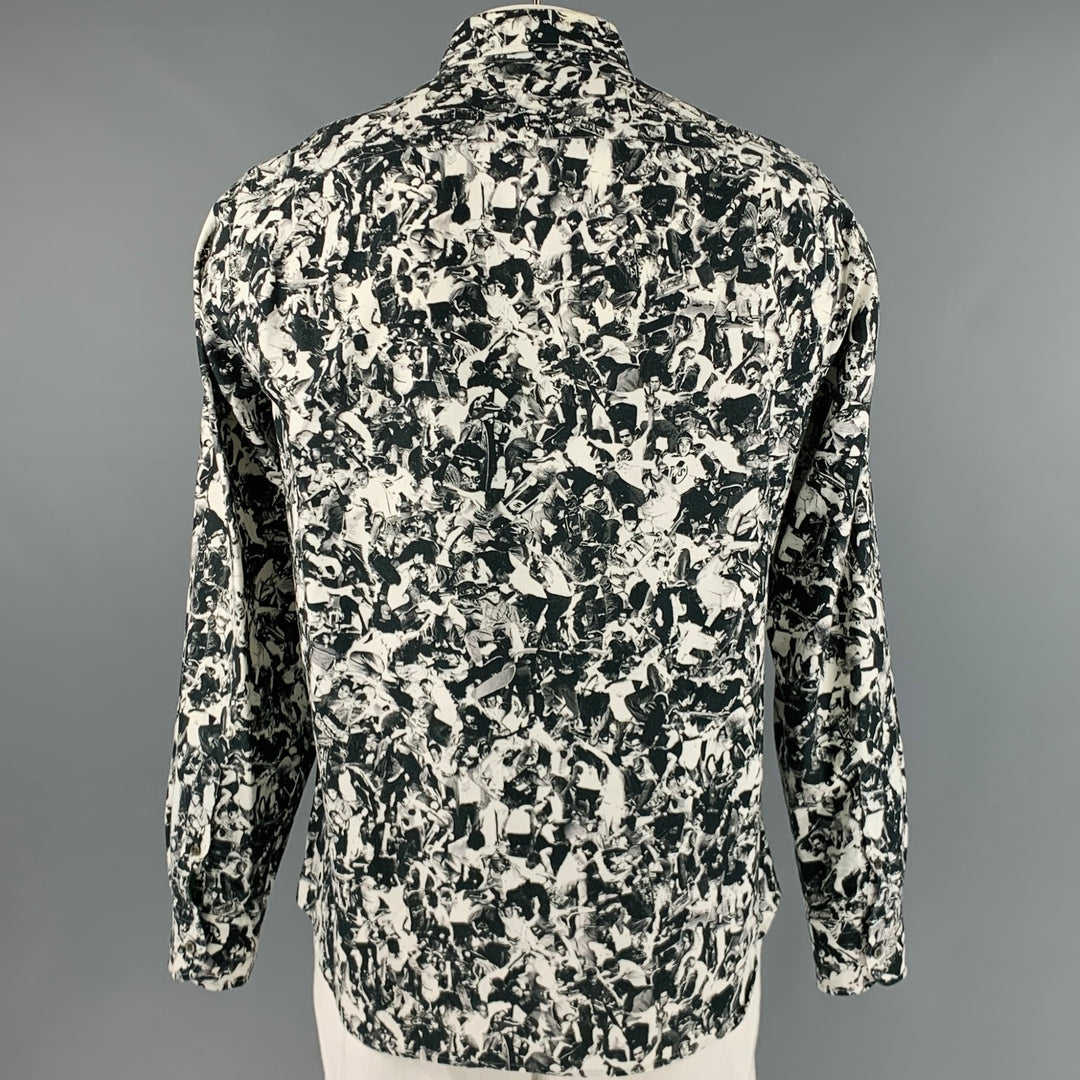 OPENING CEREMONY Size XL Black White Print Cotton Button Down Long Sleeve Shirt