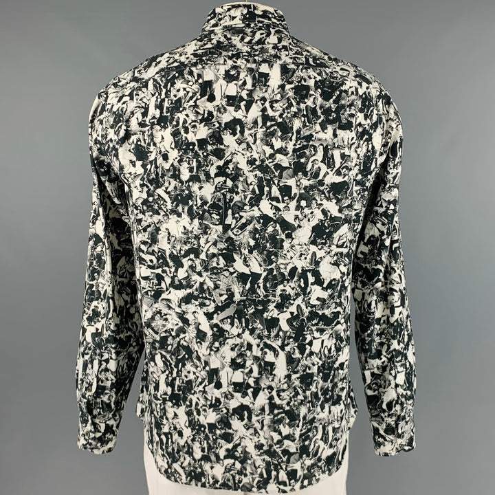 OPENING CEREMONY Size XL Black White Print Cotton Button Down Long Sleeve Shirt