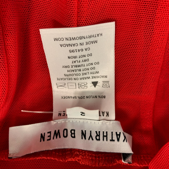 KATHRYN BOWEN Size 2 Red Nylon Spandex Mesh Bustier Dress Top