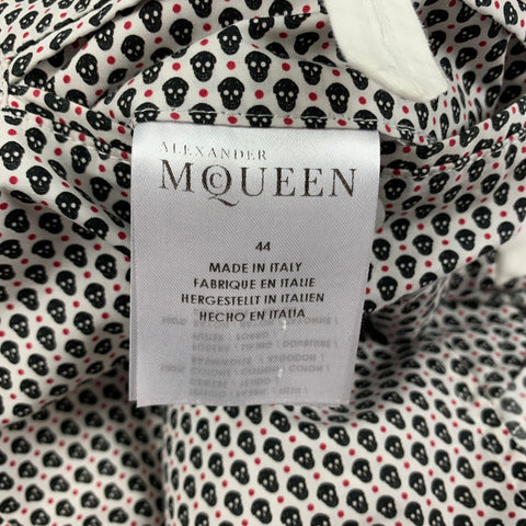 ALEXANDER MCQUEEN Size 34 White Navy Red Skulls Cotton Sport Coat