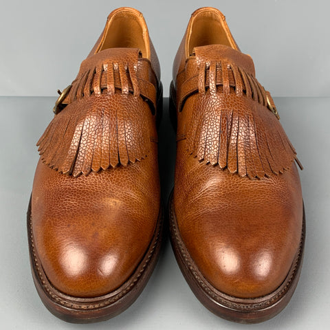 RALPH LAUREN Size 11.5 Tan Fringe Leather Lace Up Shoes