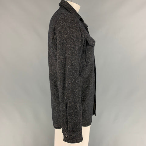RRL by RALPH LAUREN Size M Black & Oatmeal Heather Wool Blend Long Sleeve Shirt