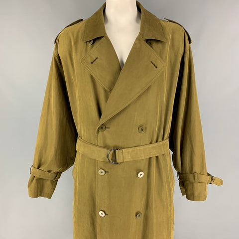BURBERRY PRORSUM Size 10 Olive Polyester Nylon Double Breasted Coat