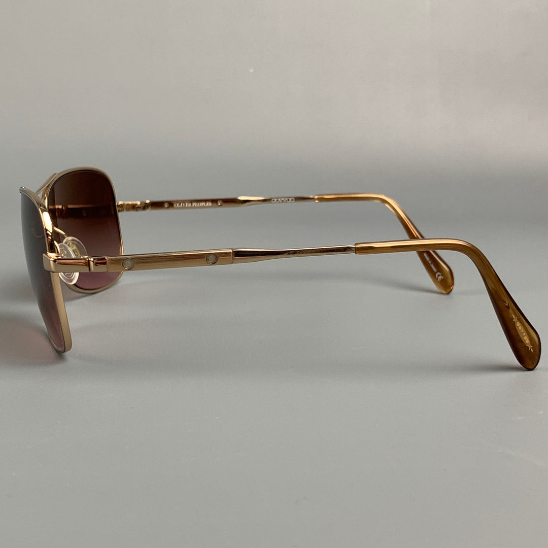 OLIVER PEOPLES Rose Gold Metal Sanford Sunglasses