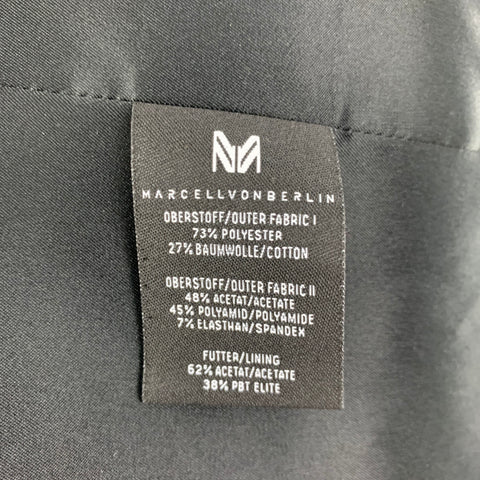 MARCELL VON BERLIN Size 40 Black Silver Blue Metallic Shawl Collar Suit