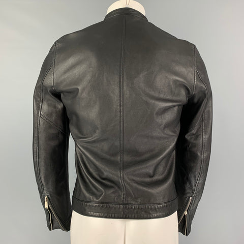 DSQUARED2 Size 36 Black Leather Zip Up Jacket