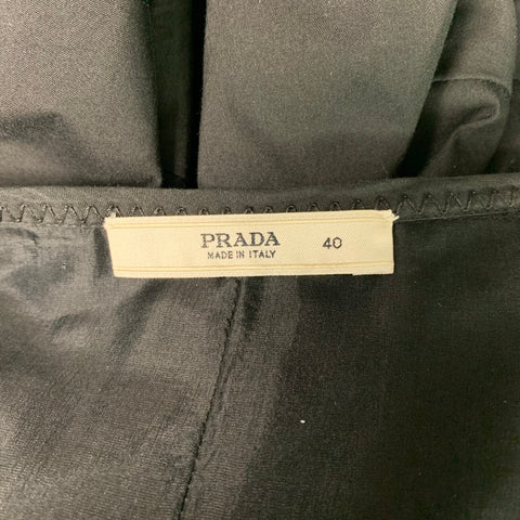 PRADA Taille 4 Jupe circulaire plissée en coton mélangé noir