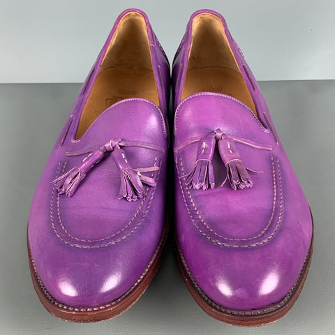 PAUL SMITH Size 9 Purple Antique Leather Tassels Loafers