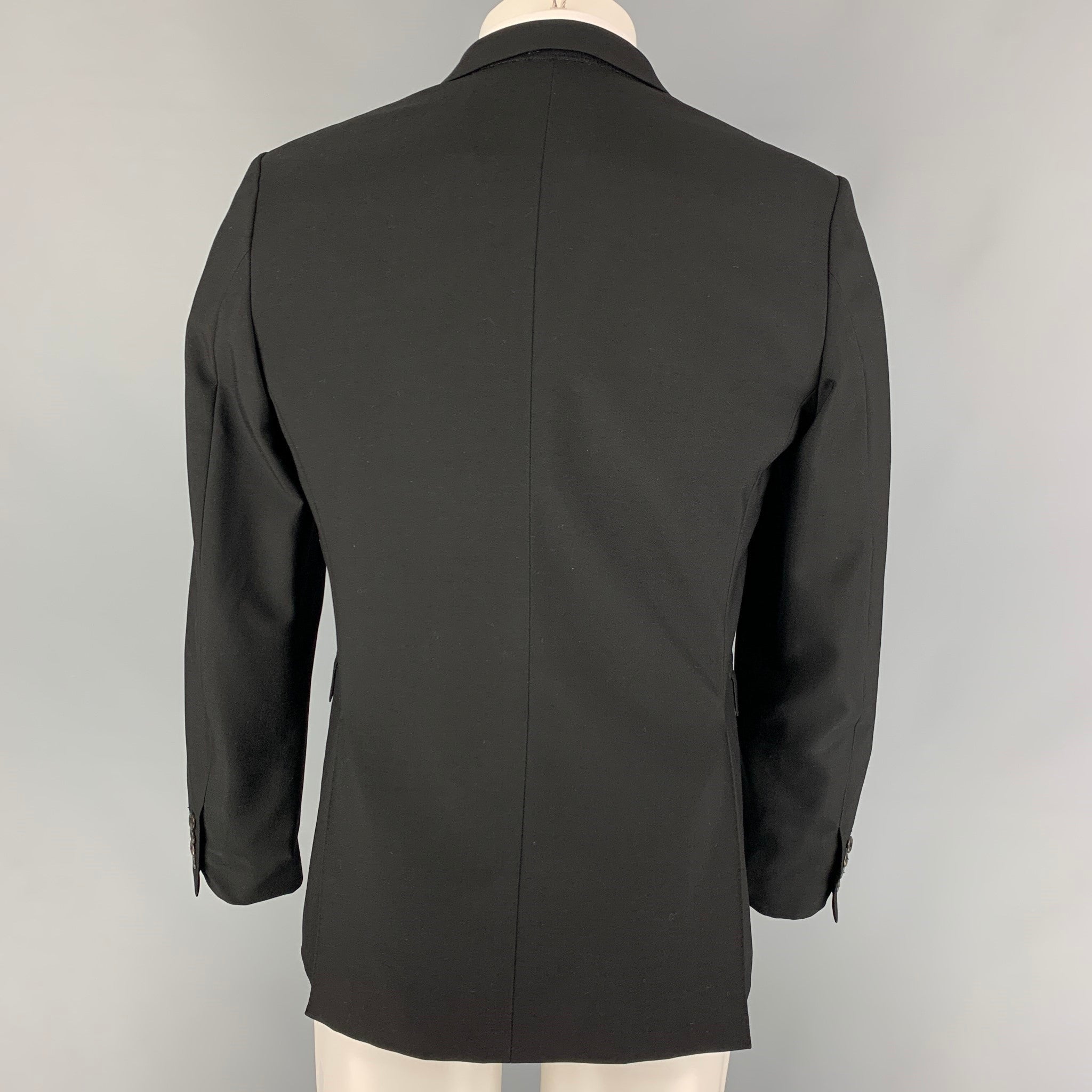 LAD MUSICIAN Size 36 Black Notch Lapel Sport Coat