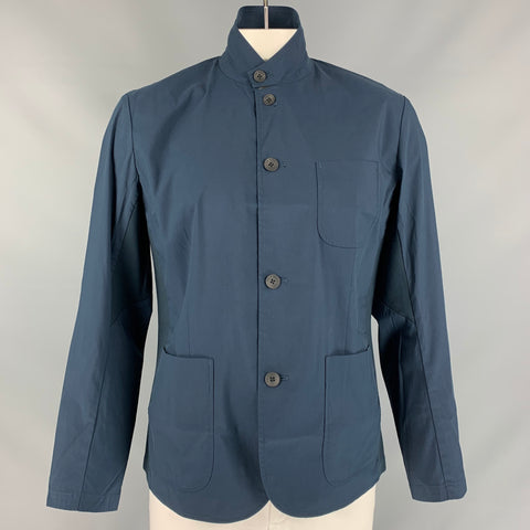 RAG & BONE Size L Navy Solid Cotton Blend Buttoned Jacket