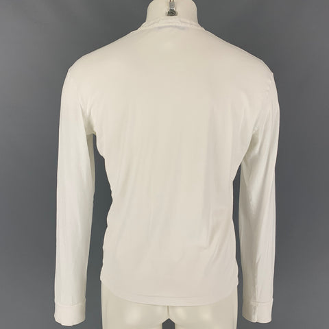 NEIL BARRETT Taille XL Blanc Tissus Mélangés Coton Henley Pull
