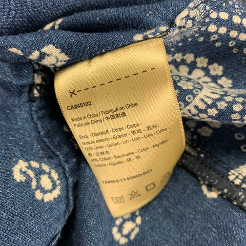 SCOTCH AND SODA Size L Blue White Paisley Linen Cotton Short Sleeve Shirt