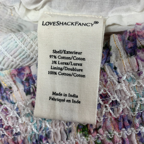 LOVE SHACK FANCY Size S Pink Purple Cotton Floral Skirt