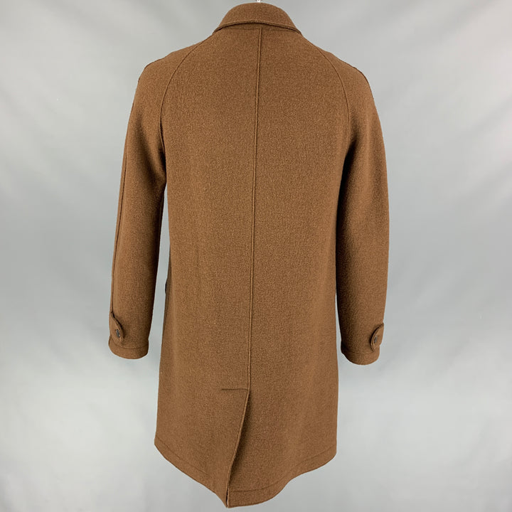 HARRIS WHARF LONDON Size 44 Brown Textured Wool Buttoned Coat