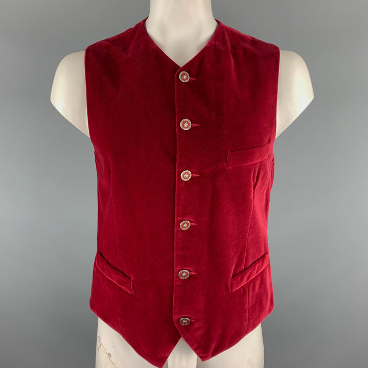 VERSUS by GIANNI VERSACE Size 42 Burgundy Cotton Velvet Vest