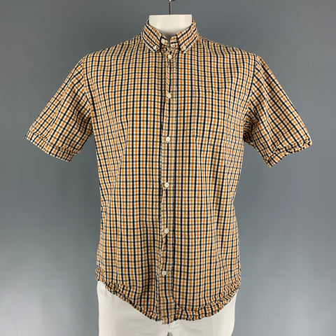 NORSE PROJECTS Size XL Yellow Black & White Checkered Short Sleeve Shirt