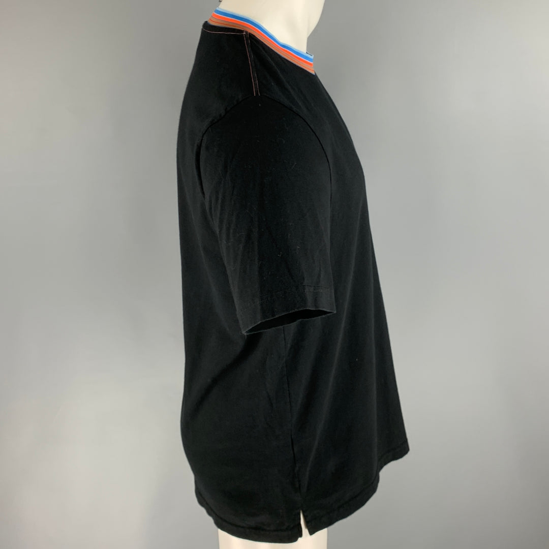 MARNI Size M Black Orange Contrast Trim Cotton Short Sleeve T-shirt