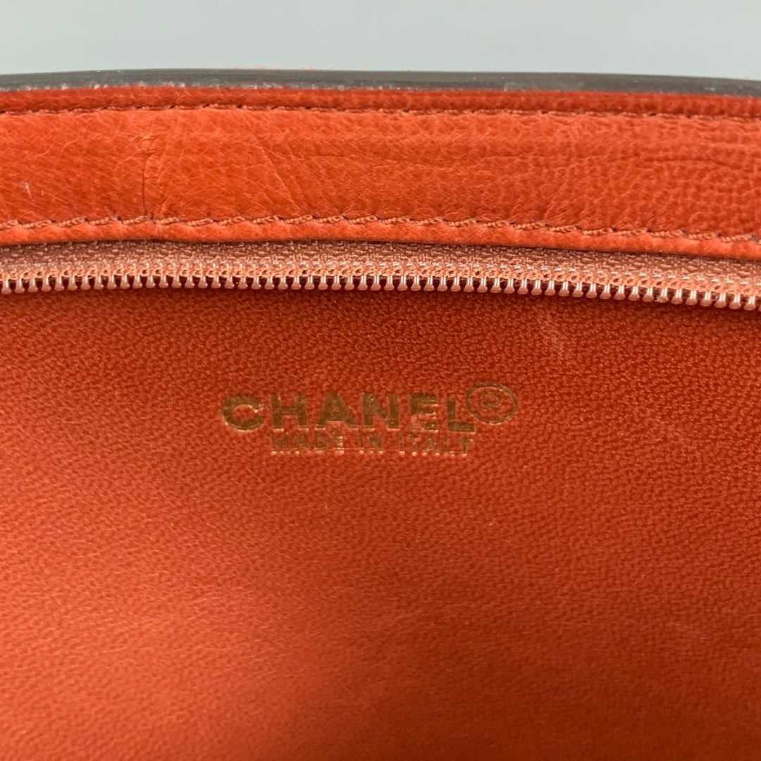 Rare CHANEL Tan COCO Embossed Cowhide Clutch Handbag