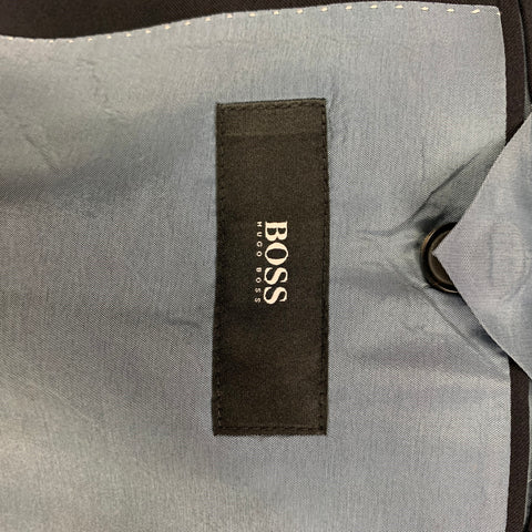 BOSS by HUGO BOSS Size 48 Long Navy Virgin Wool Notch Lapel 40 Suit