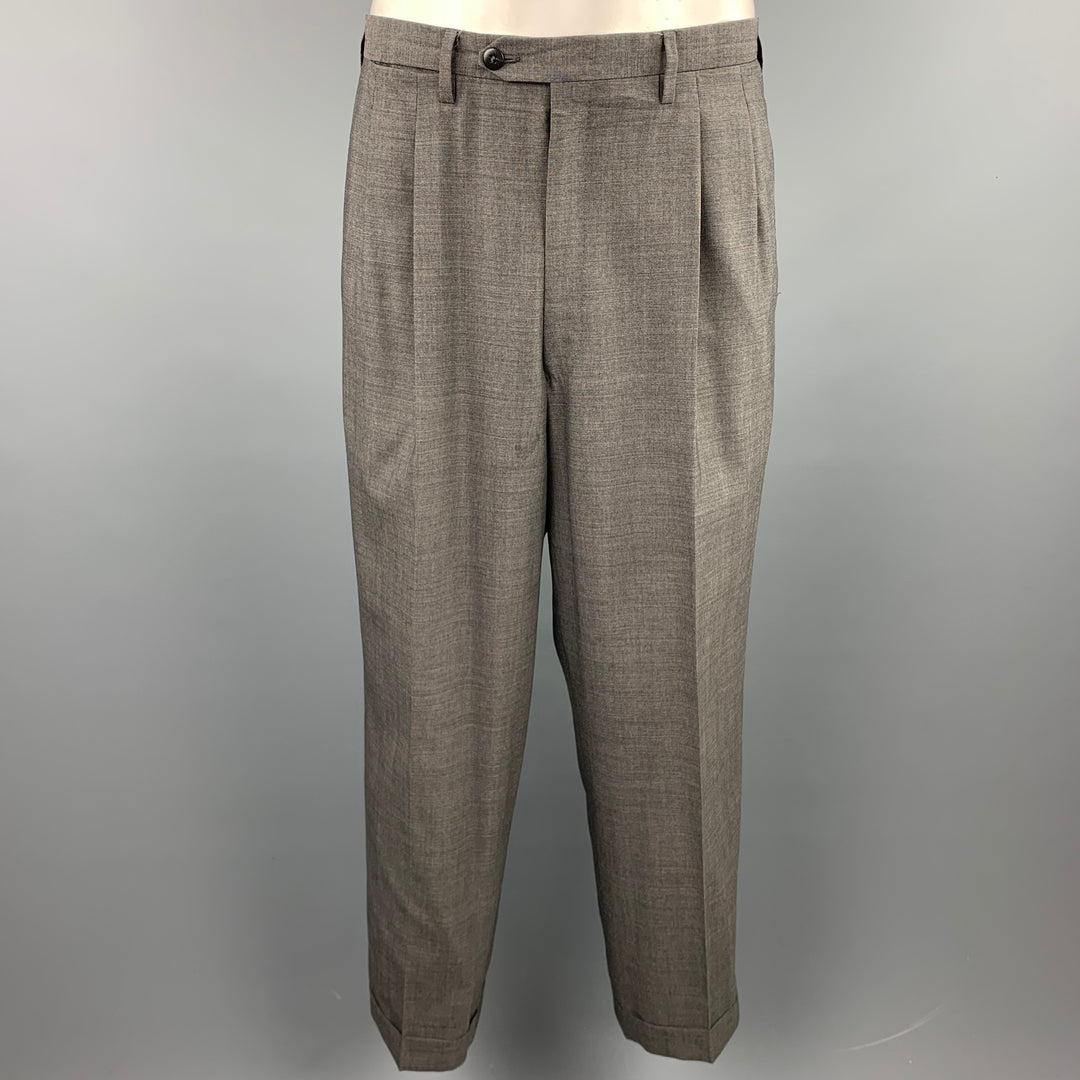 LUCIANO BARBERA Size 44 Regular Gray Heather Wool Notch Lapel Suit