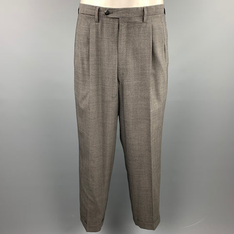 LUCIANO BARBERA Taille 44 Costume à revers cranté en laine gris chiné régulier