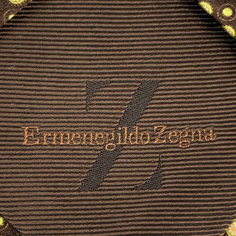 ERMENEGILDO ZEGNA Brown Green Dots Silk Satin Tie