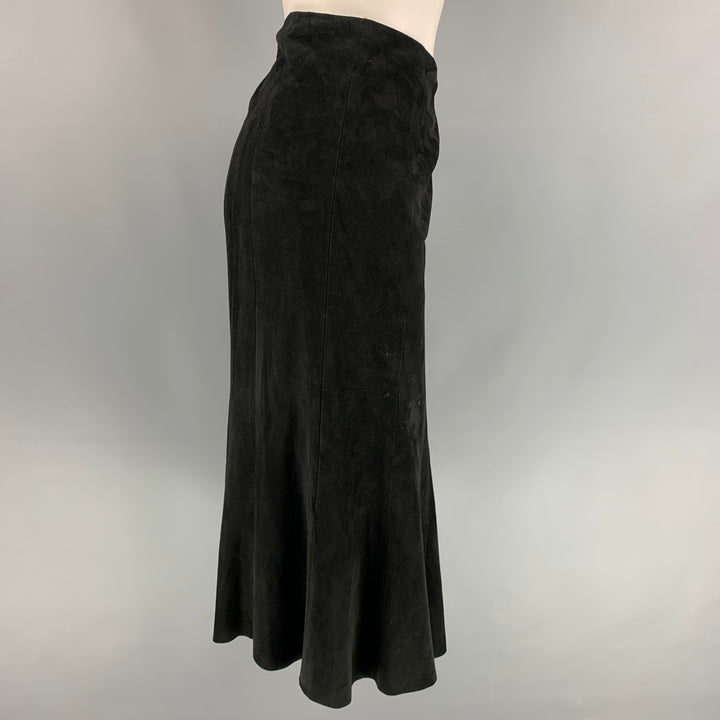 RALPH LAUREN Black Label Size 10 Black Suede Mid-Calf Tulip Skirt