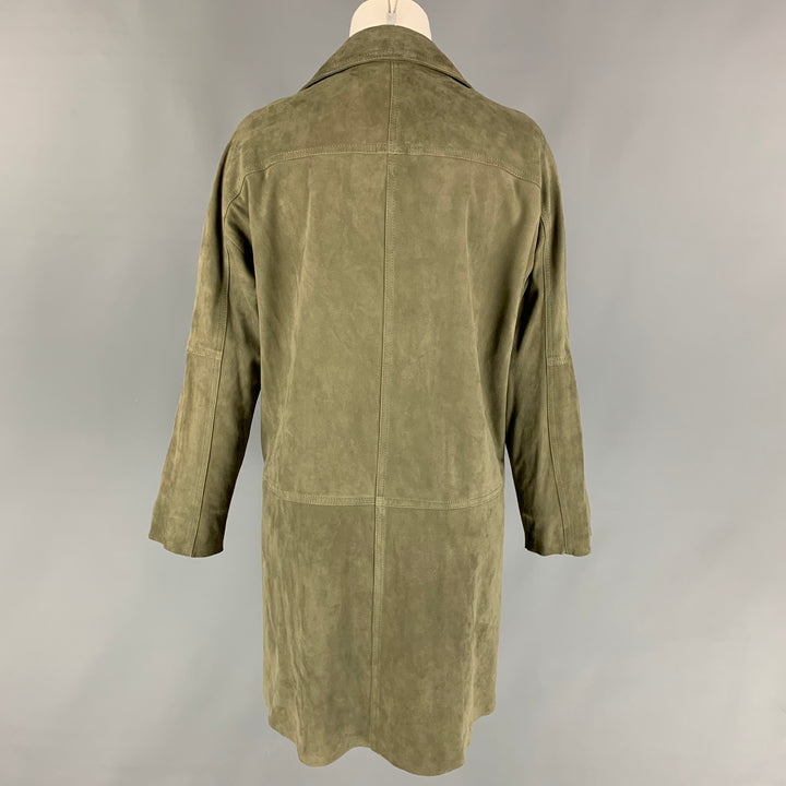 GIANI Size 6 Olive Suede Open Front Jacket