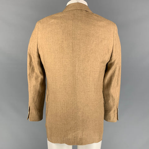 TODD SNYDER Size 38 Regular Tan Linen Notch Lapel Sport Coat