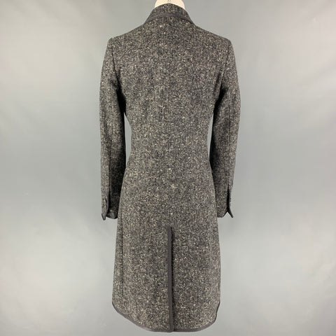 BLACK FLEECE Size M Grey White Wool Blend Tweed Notch Lapel Coat
