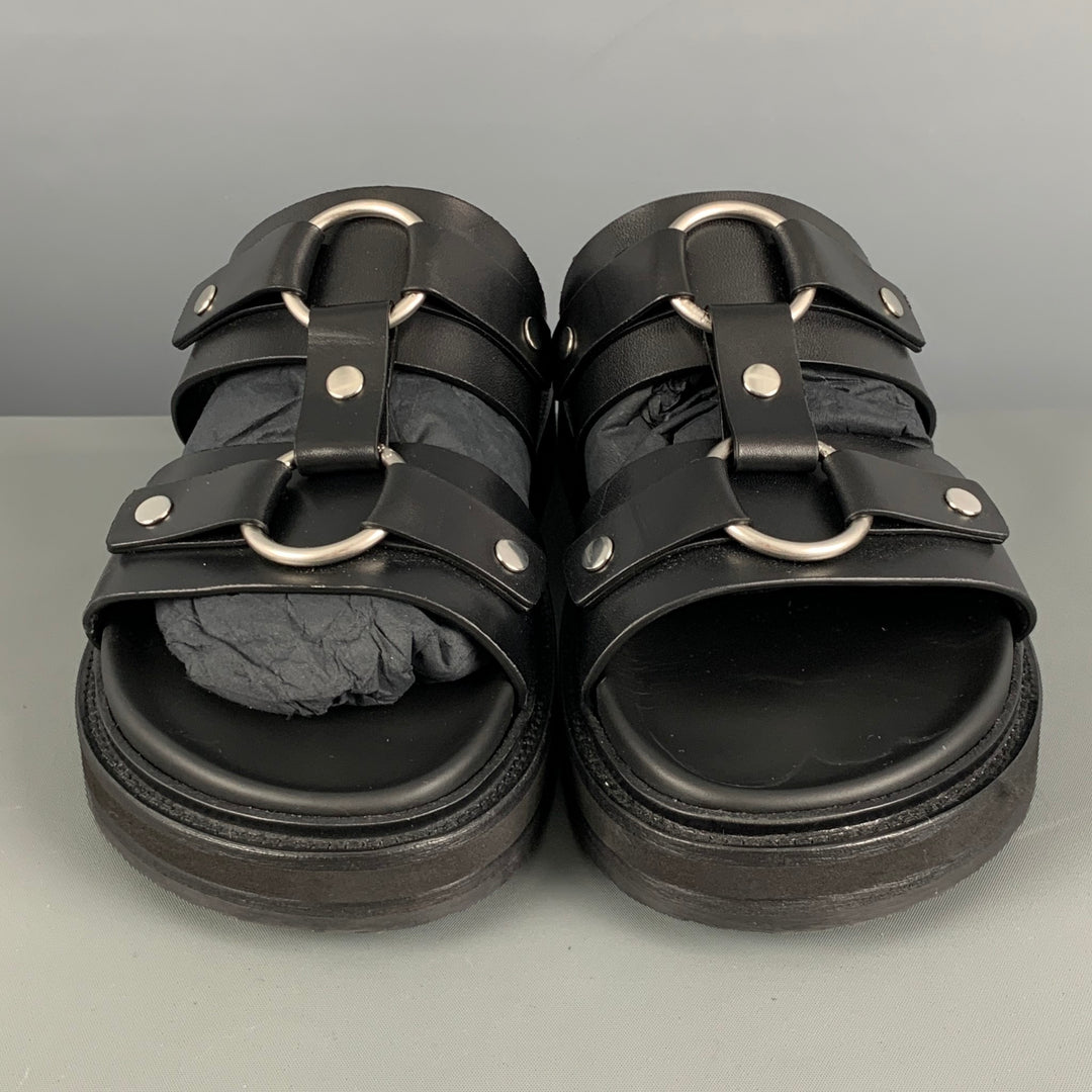 CELINE Size 8 Black Leather Gladiator Sandals