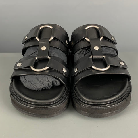 CELINE Taille 8 Sandales Gladiateur En Cuir Noir