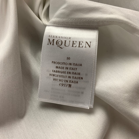 ALEXANDER MCQUEEN Size M White & Black Dots Cotton / Silk Long Sleeve Shirt