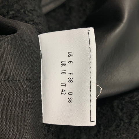 AKRIS Size 6 Black Wool Blend Lamb Skin Zip Up Jacket