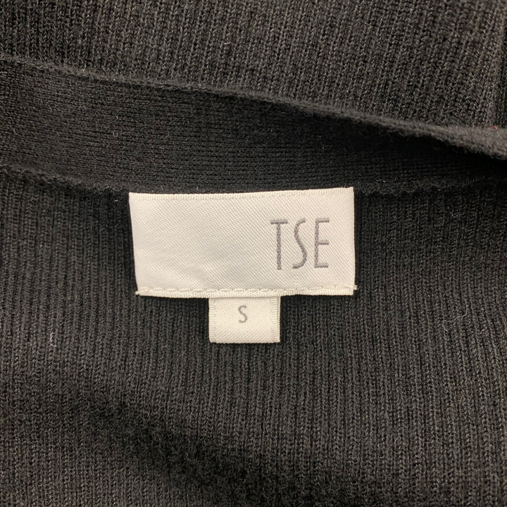 TSE Camiseta sin mangas de cachemir / seda acanalada de punto negro talla S