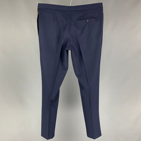 SAINT LAURENT Size 38 Navy Black Wool Tuxedo Dress Pants