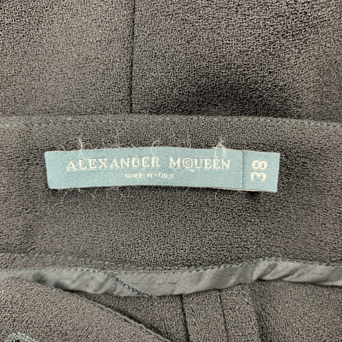 ALEXANDER MCQUEEN Taille 2 Pantalon habillé en crêpe noir à jambe droite