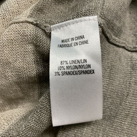 THEORY Size M Tan Stripe Linen Blend Crew-Neck Pullover